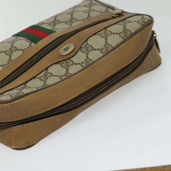 GUCCI GG Supreme Web Sherry Line Bag Pvc Beige Gold 68 02 004